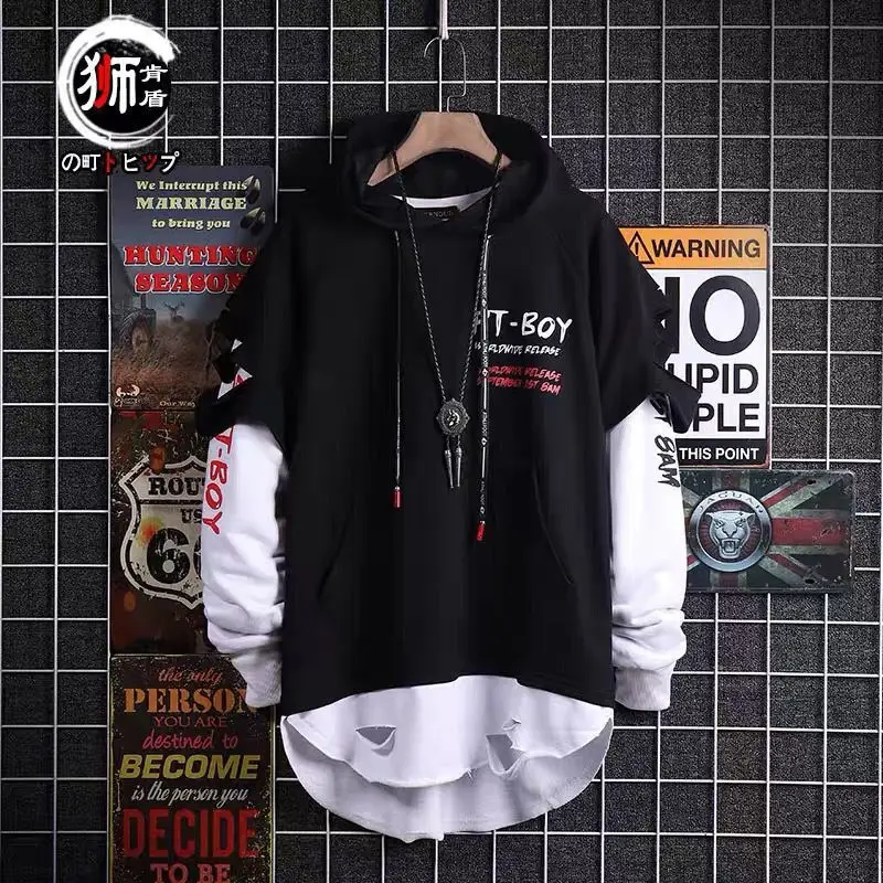 

Fashion Japanese Letter Print Tops Funny Fleece Harajuku Hoodies Cool Japan Style Hip Hop Casual Sweatshirts Streetwear Males
