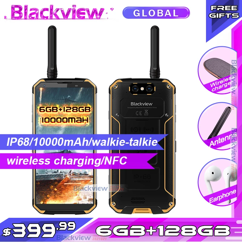 Blackview BV9500 Pro 5," 18:9 10000 мАч IP68 водонепроницаемый смартфон 6 ГБ 128 Гб Беспроводная зарядка глобальная версия мобильного телефона