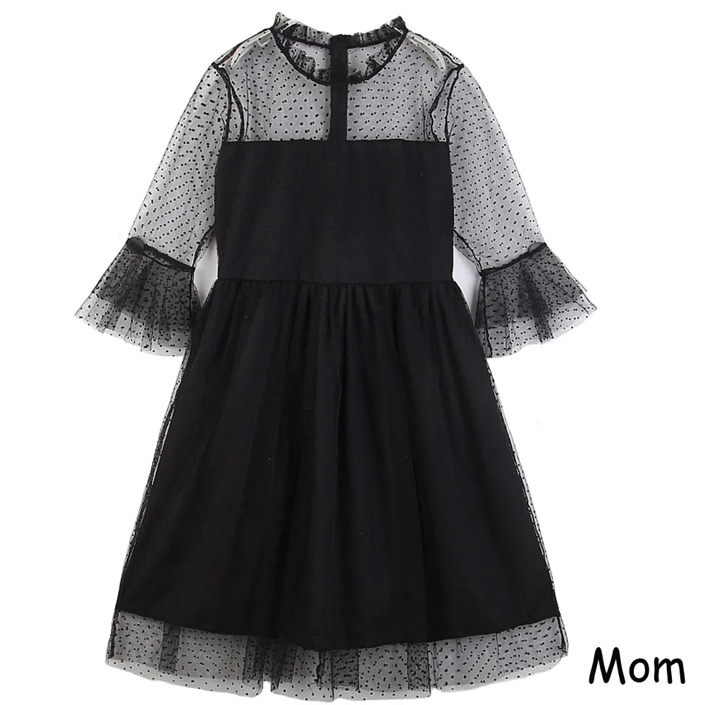 Парная одежда для мамы и моей семьи черное кружевное платье девочек детская |
