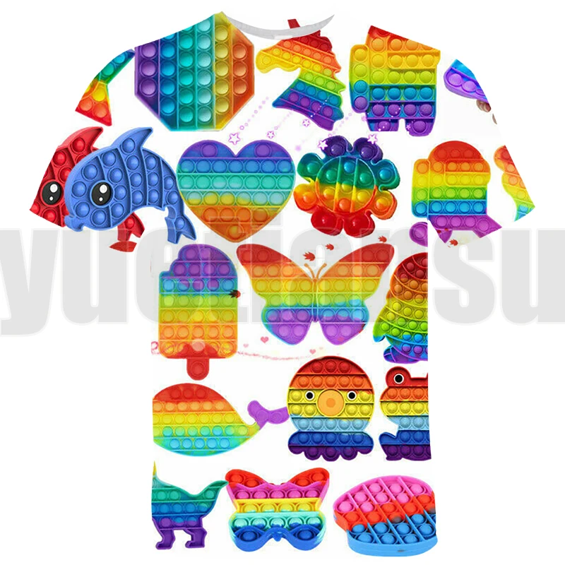 Mew POP Fidget T Shirt 3D Puzzle Toys Streetwear Summer T-shirt Family Games Rainbow Tee Tops Kids Oversized Tshirt Kids