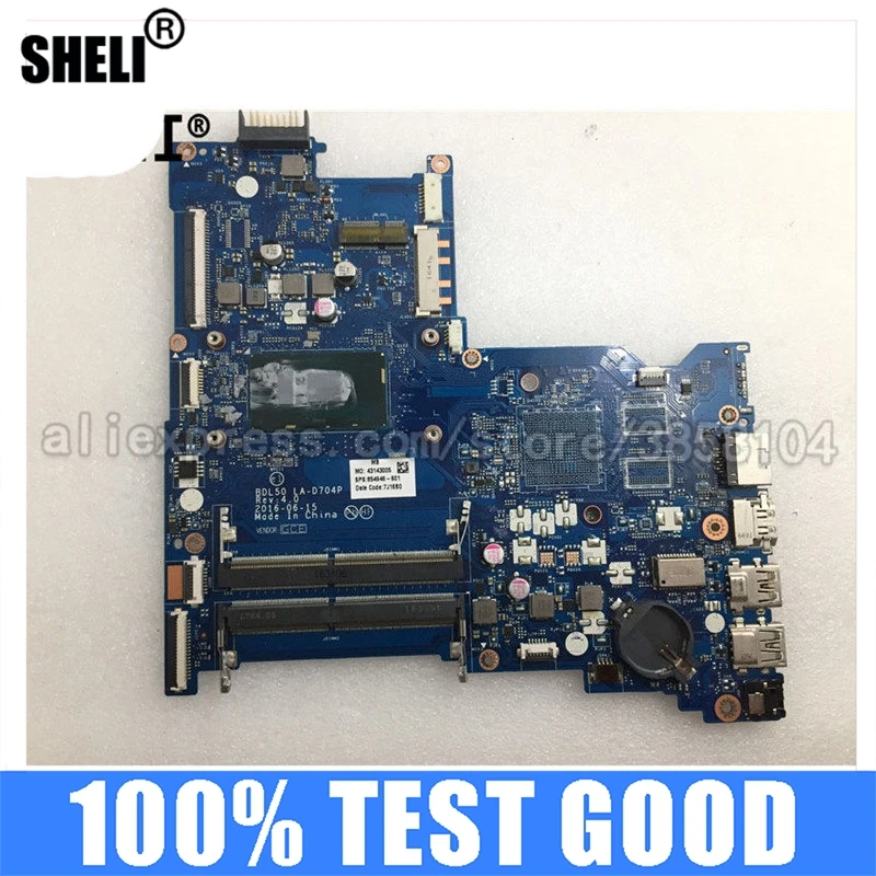 SHELI для HP 15-AY 115-AY028CA материнская плата ноутбуков pc 854946-601 854946-001 BDL50 LA-D704P с