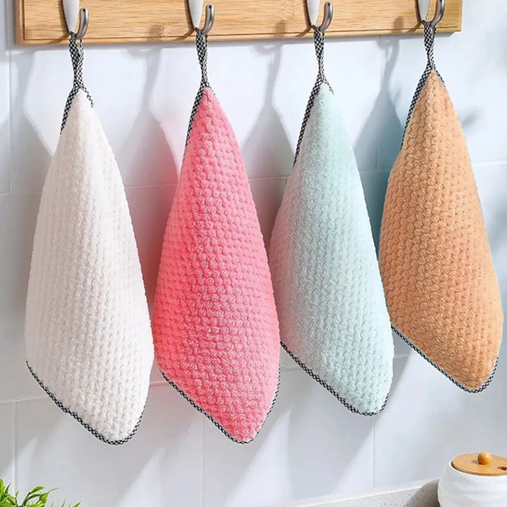 

5pcs Cleaning Cloths Kitchen Daily Dishcloth Towel Mope Rag Streak Non-stick Oil Reusable Thickened Absorbent Scouring Pad