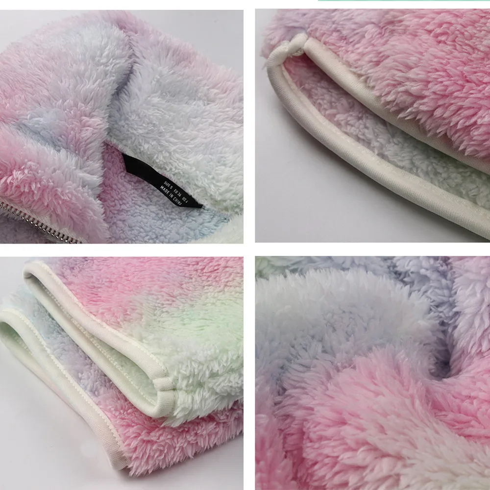 

Women Fashion Tie Dye Print Long Sleeve Zipper Turn-down Collar Faux Lambswool Autumn Winter Women Streetwear Solid Sweatshirts