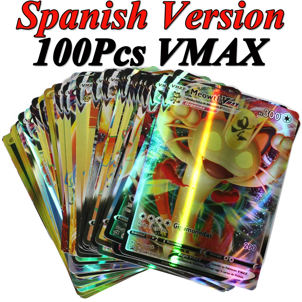 

50-200 шт., голографические игральные карты «Pokemon»