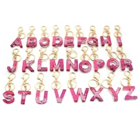 kc00099 zwpon glitter resin letter keychain bulk purse charm alphabet key ring initial letter a z jewelry chain unisex key chain