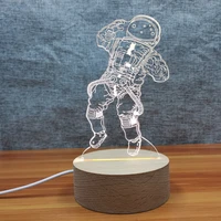 cute 3d night light led astronaut table usb acrylic wood lamp touch luminous gift for children holiday girl room decor