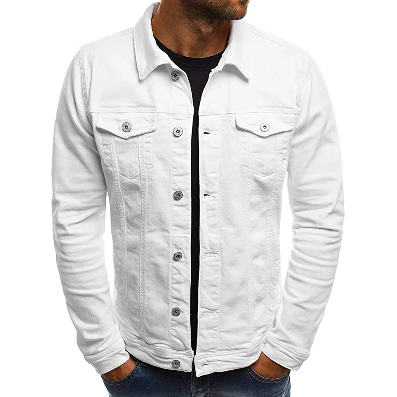 

Denim Clothes Cool Slim Fit Long SleeveJacket Solid Colour Casual Tops Spring Summer