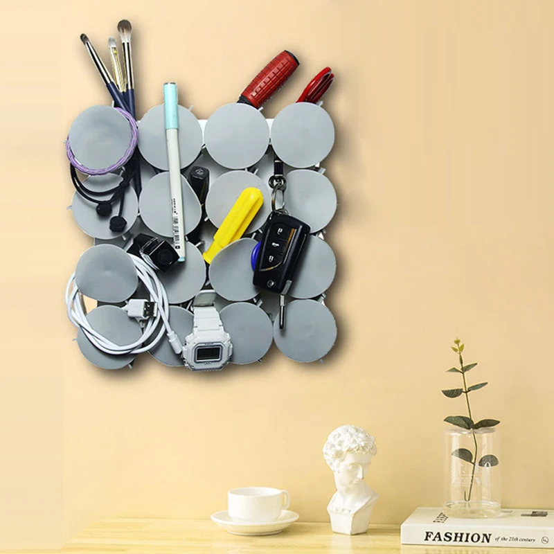 

Multipurpose Silicone Home Wall Storage Rack Daily Necessities Suction Cup Free Punching Storage Art Room Decoration Supplies