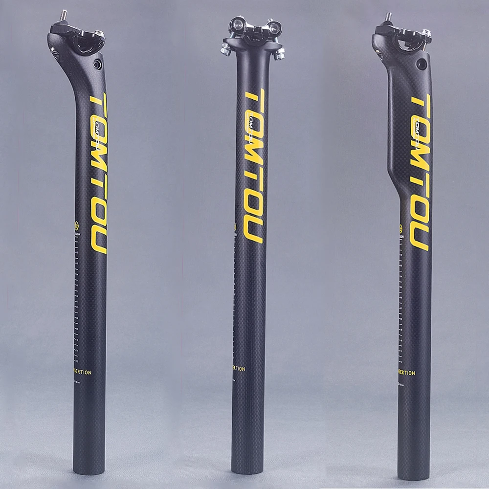 

TOMTOU Carbon Fiber Seatpost Bike MTB Road Bicycle Seat Tube Parts 27.2mm 30.8mm 31.6mm Maximum load 120kg 3K Matte Yellow