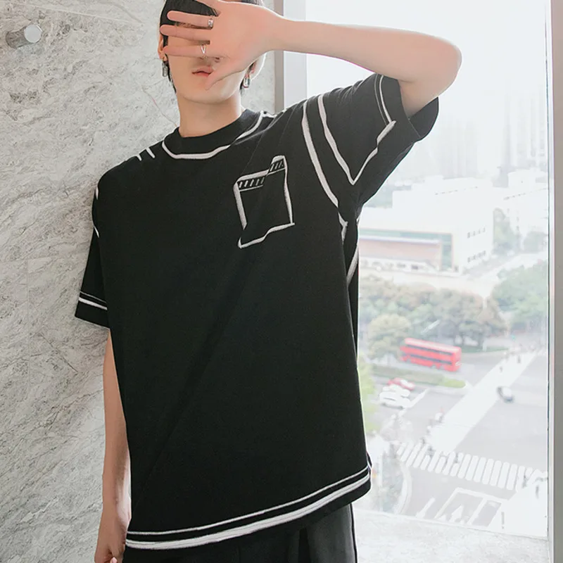 

IEFB Men's Short Sleeve T-shirt Round Neck 2021 New Summer Graffiti Printing Fashion Streetwear Casual Tee Tops Loose 9Y6700