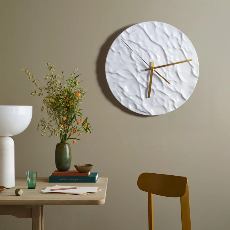 

Luxury Art Ceramic Wall Clock Mute Nordic Light Family Living Room Individual Creativity Fashion Decoration Round Clock BB50WC