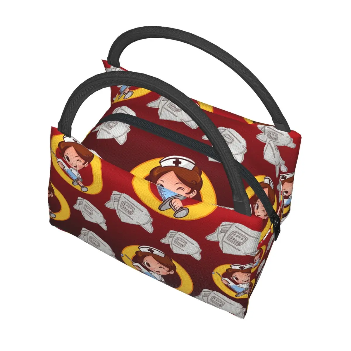 

Fresh Cooler Bags Cartoon Nurse Print Oxford Cloth Portable Zipper Thermal Lunch Bags For Women Convenient Lunch Food Containers