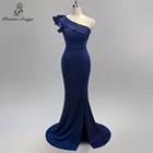Женское вечернее платье-Русалка на одно плечо, с открытой спиной и разрезом сбоку