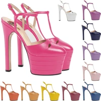 women chunky high heels t strap rivet sandals sexy round toe evening party shoe platform popular ball summer lady sandals d sl 2