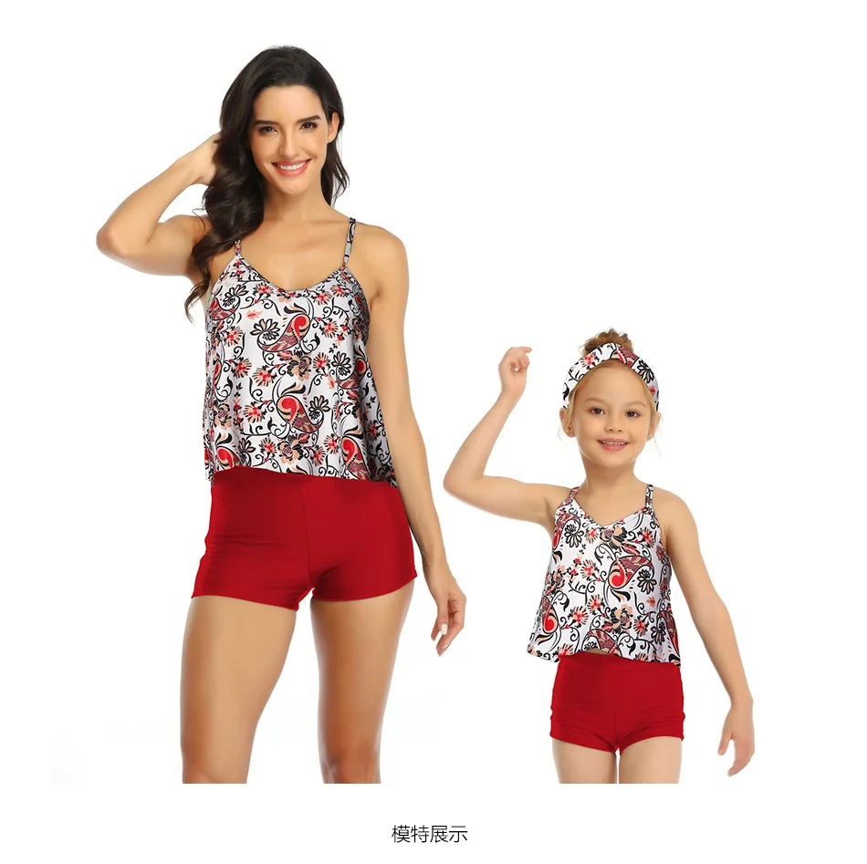 

Family Matching Clothes Mother& Daughter Swimsuit Two-piece Woman Girl Halter Bikini Children Bathing Suit Kid Beach clothing