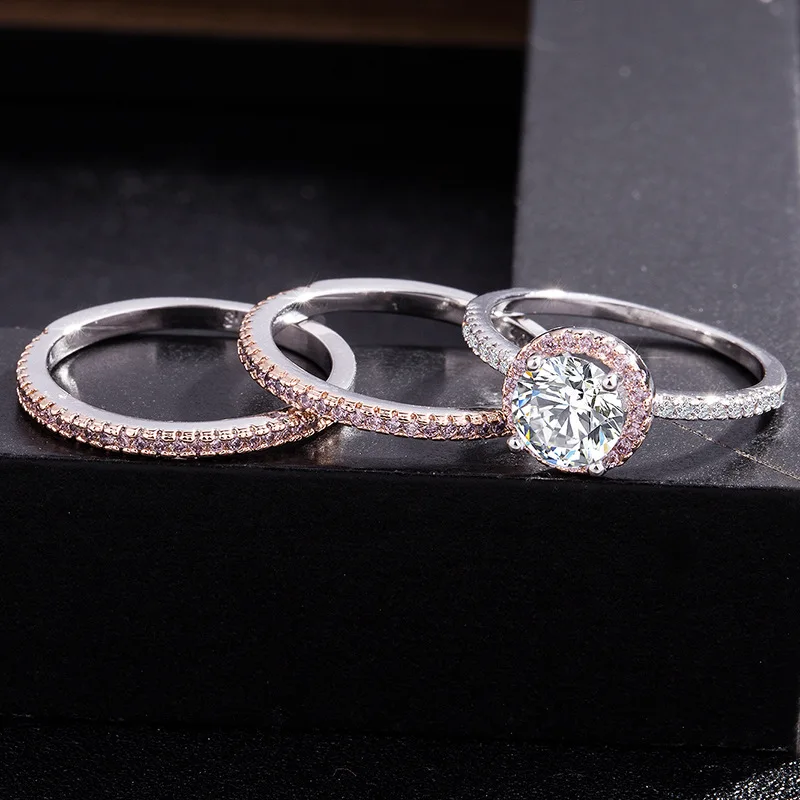 3 шт./компл. из розового золота покрытое кристаллом трехмерное циркониевое