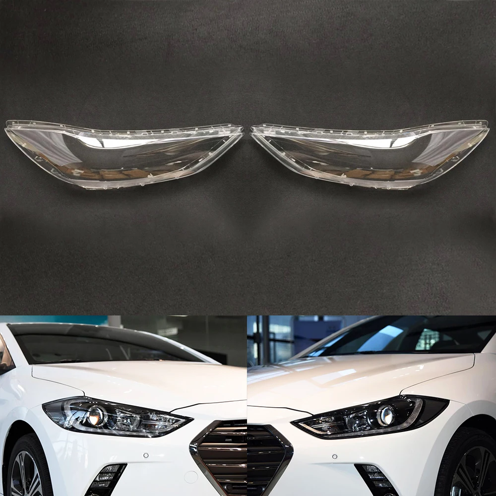A Pair Для hyundai Elantra фары объектив автомобиля фары Крышка Замена прозрачное стекло Передняя Авто оболочка Крышка - Цвет: A Pair