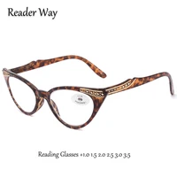 Fashion Ladies Reading Glasses Cat Eye Frame Elegance Women Presbyopic Eyeglasses +1.0 1.5 2.0 2.5 3.0 3.5 for Female Readers