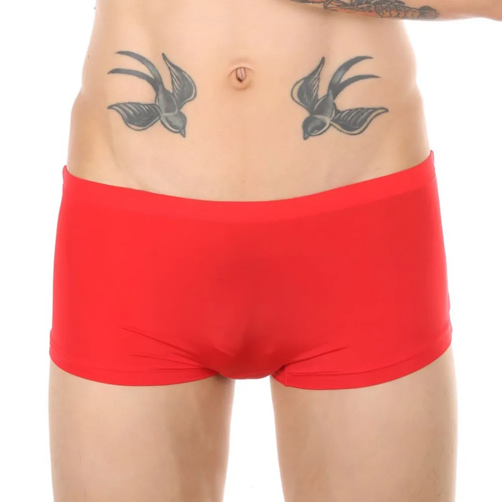 Men Sexy Underware Seamless Boxer Men Thin Transparent Underwear Ice Silk U Convex Male Underpants Cueca