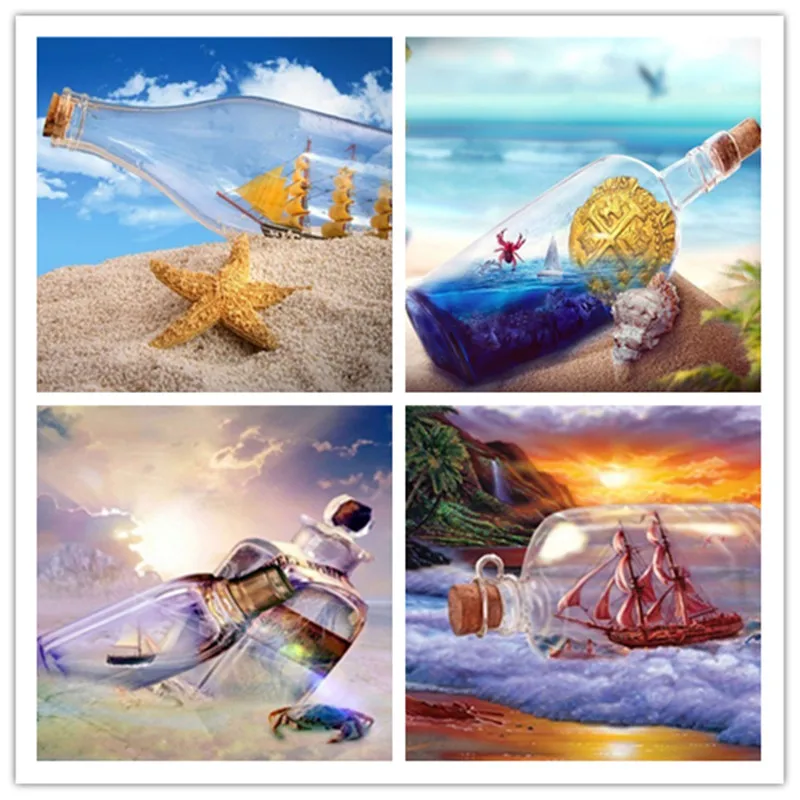 Сделай сам: бутылка взморье Новый Пейзаж алмазной живописью вышитая бисером