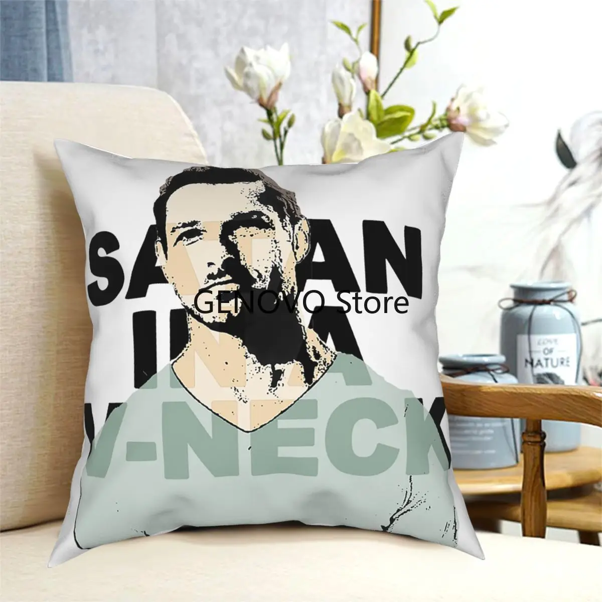 

Satan In A V Neck Teen Wolf Throw Pillow Cover pillows decorative for living room Novelty Cushion Covers
