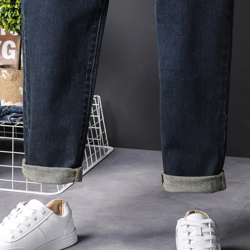 Fahsion Man Jeans Bib Overalls Multi-Pocket  Streetwear Hip Hop Denim Jumpsuits Trousers Dark Blue Large Size Freight Pants