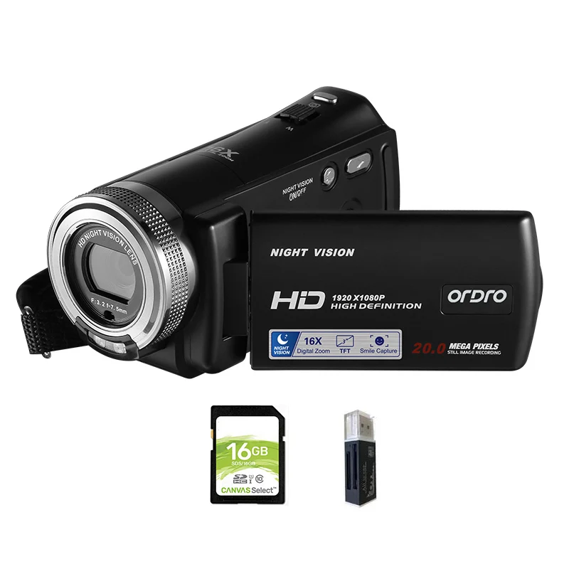 Камера видеонаблюдения Vlog для начинающих видеосъемка на YouTube Ordro V12 1080P Full HD ИК