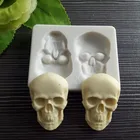 3D скелет головы Череп силиконовый шоколадные конфеты пресс-формы вечерние украшения торта прессформы выпечки инструменты для украшения