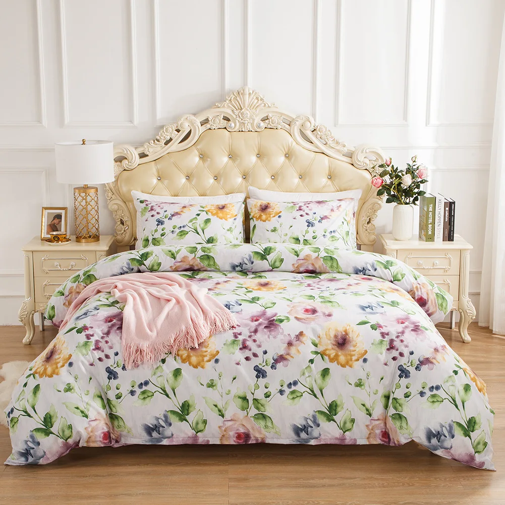 Красочный цветочный Комплект постельного белья из 3 предметов пододеяльник