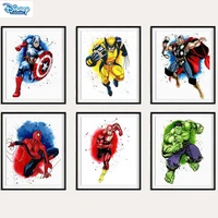 marvel avengers wall art canvas print painting watercolor superhero cartoon posters cuadros for living kids room room decoration