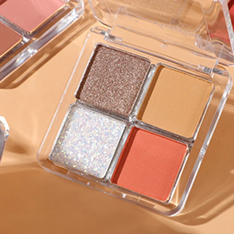 Миниатюрная Четырехцветная палитра теней для век с блестками и жемчужинами