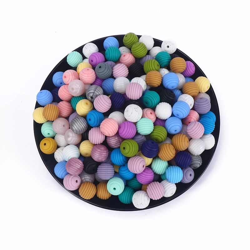Cuentas en espiral de silicona para chupete, accesorios de juguete para masticar, cuentas redondas de 15mm, sin BPA, 20 unids/lote-4