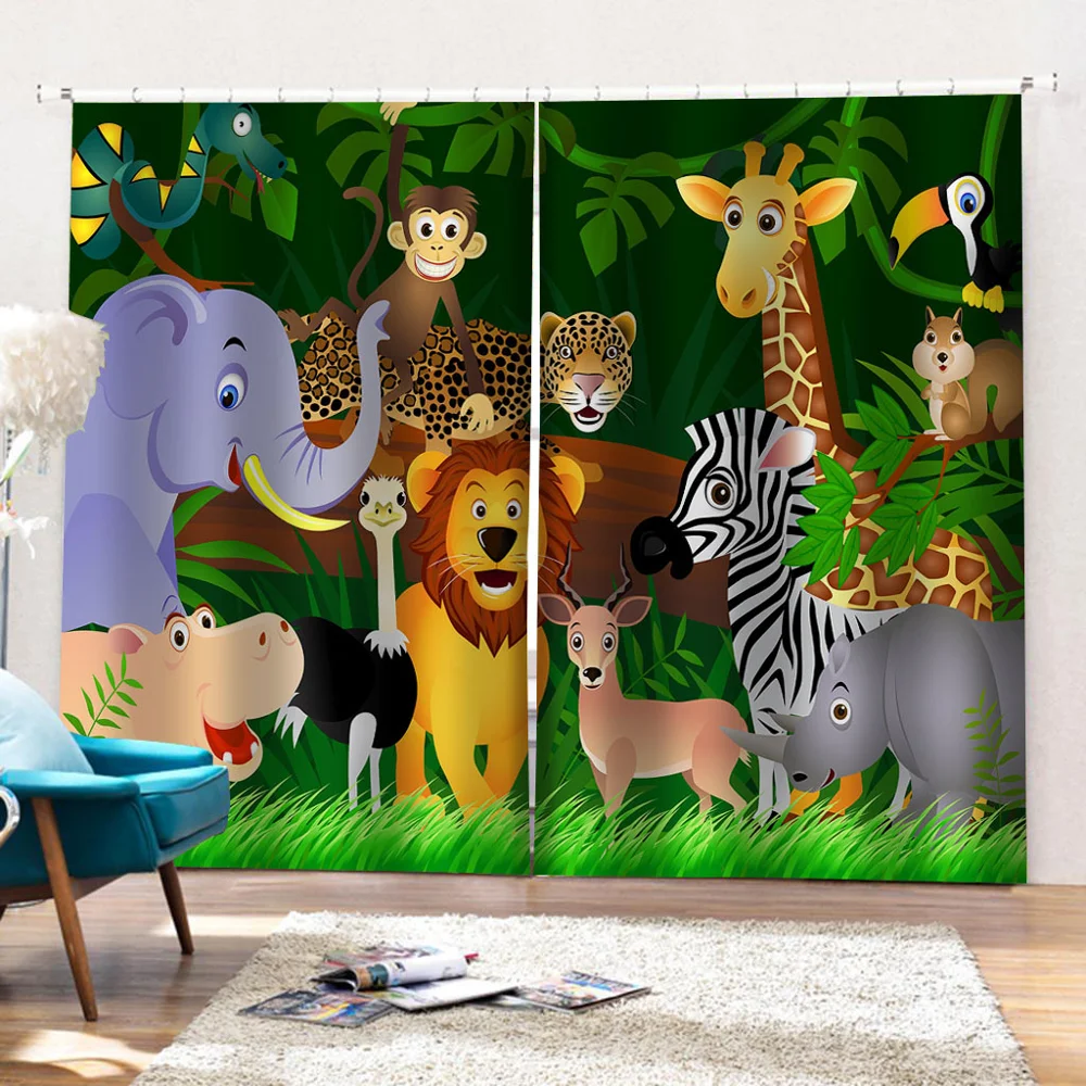 

3D Curtain Printing Blockout Polyester New custom children's room cute cartoon boy girl bedroom