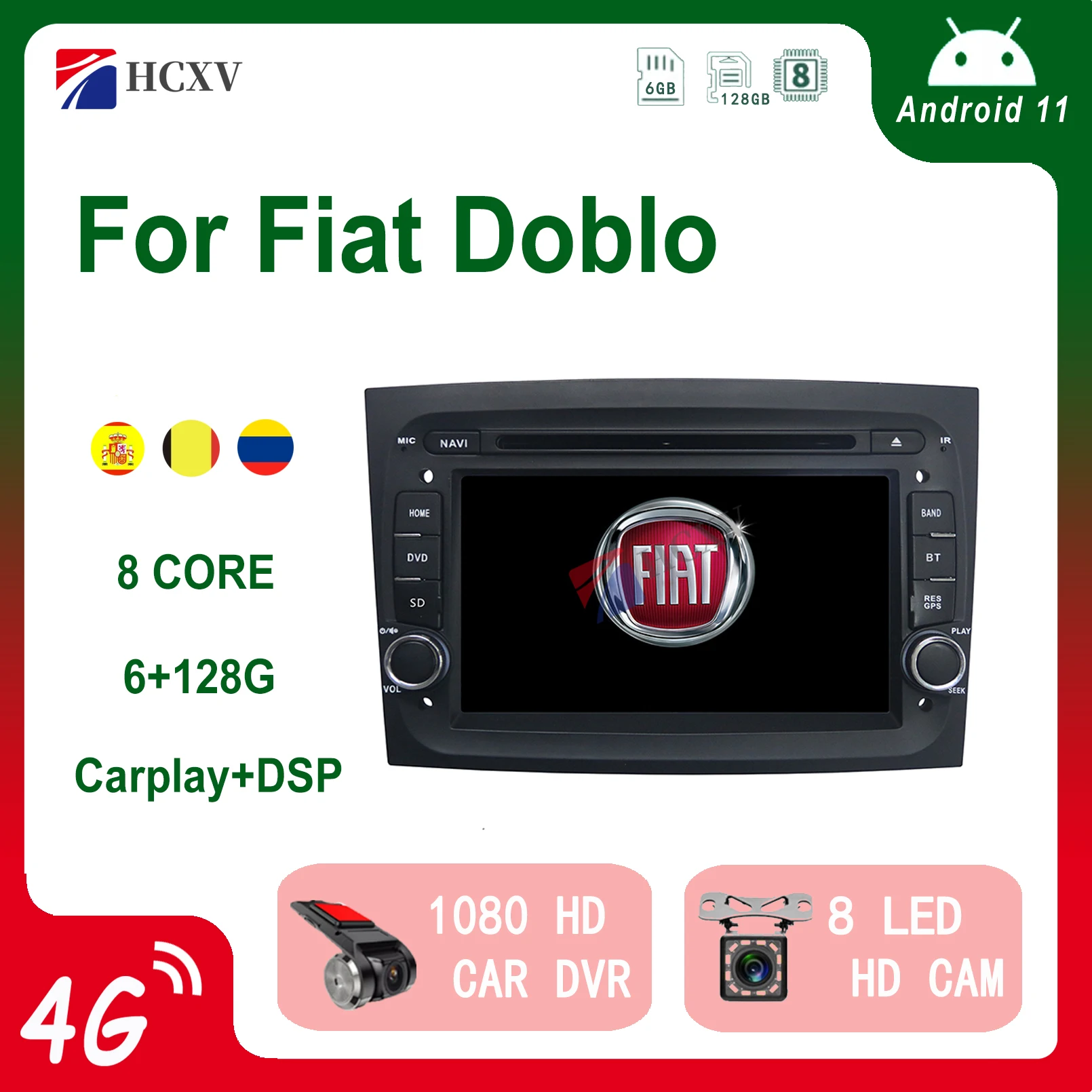 

HCXV Android Car Radio Stereo For Fiat Doblo Android Car Stereo Car Navigation Multimedia System Dvd Player Audio Gps Autoradio