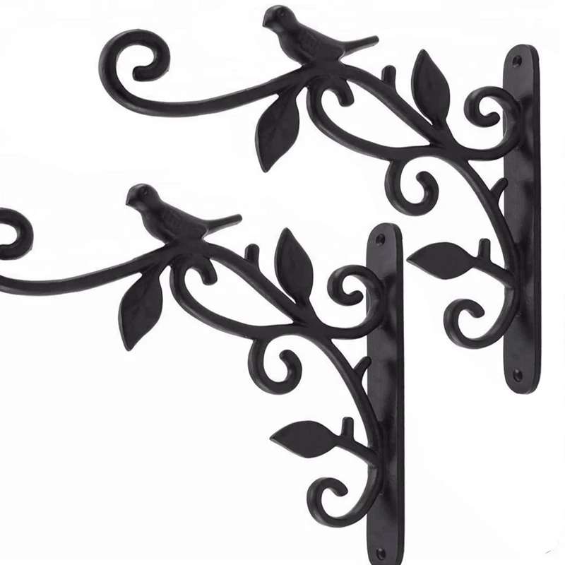 

2 PCS Hanging Plant Hook Cast Iron Flower Basket Hooks Bracket Hanger for Bird Feeder Lantern Planters Pots Wind Chimes
