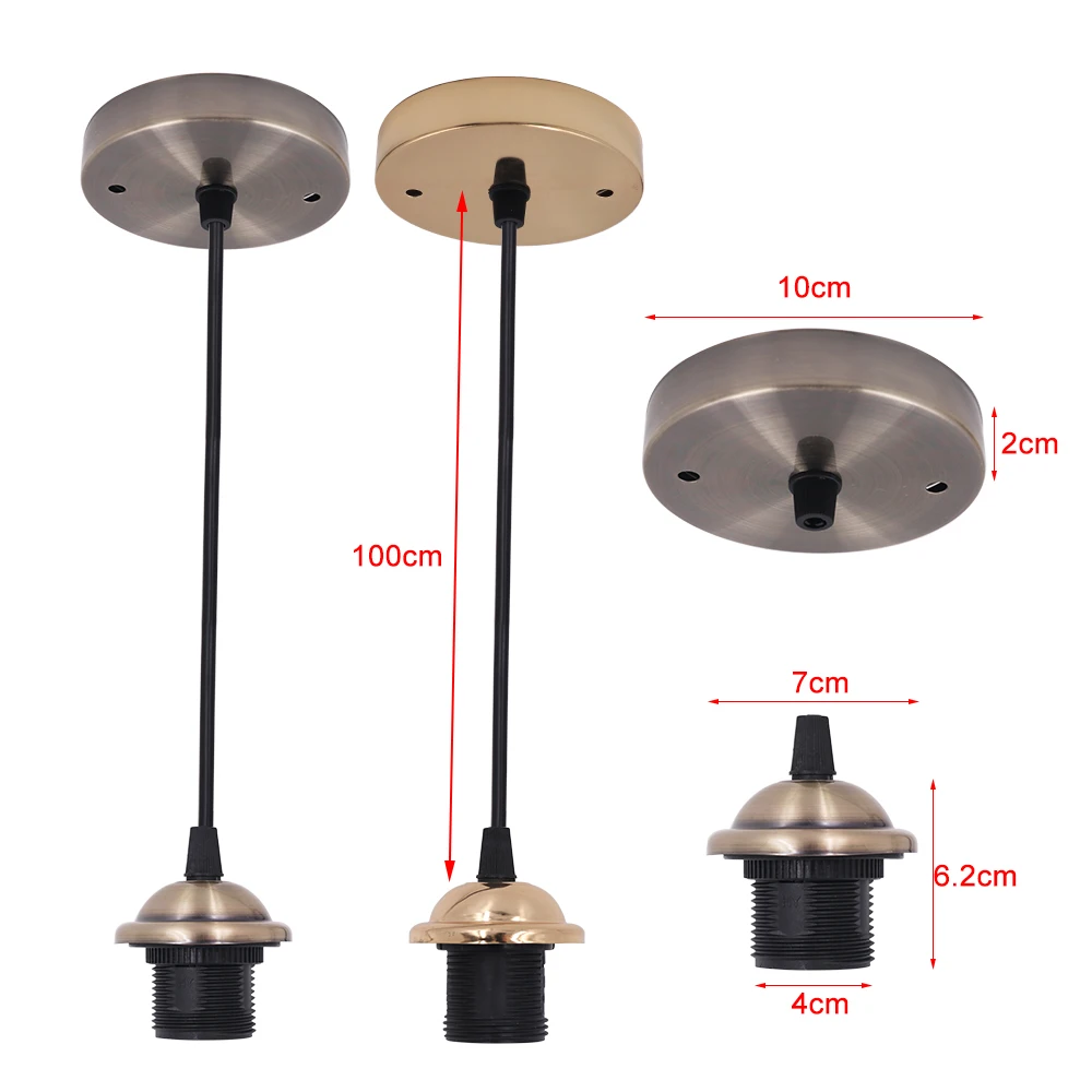 E27 Screw Ceiling Light Pendant Lamp Holder Fitting Lighting Suspension Set 5 Colors |