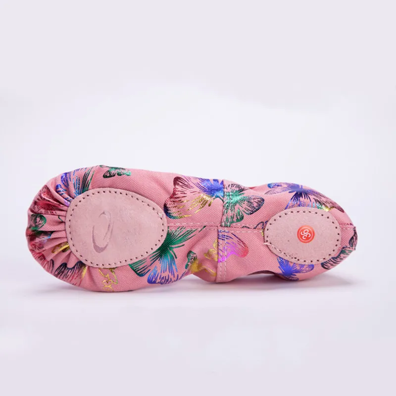 Балетки танцевальные туфли профессиональные с принтом бабочки для детей девочек