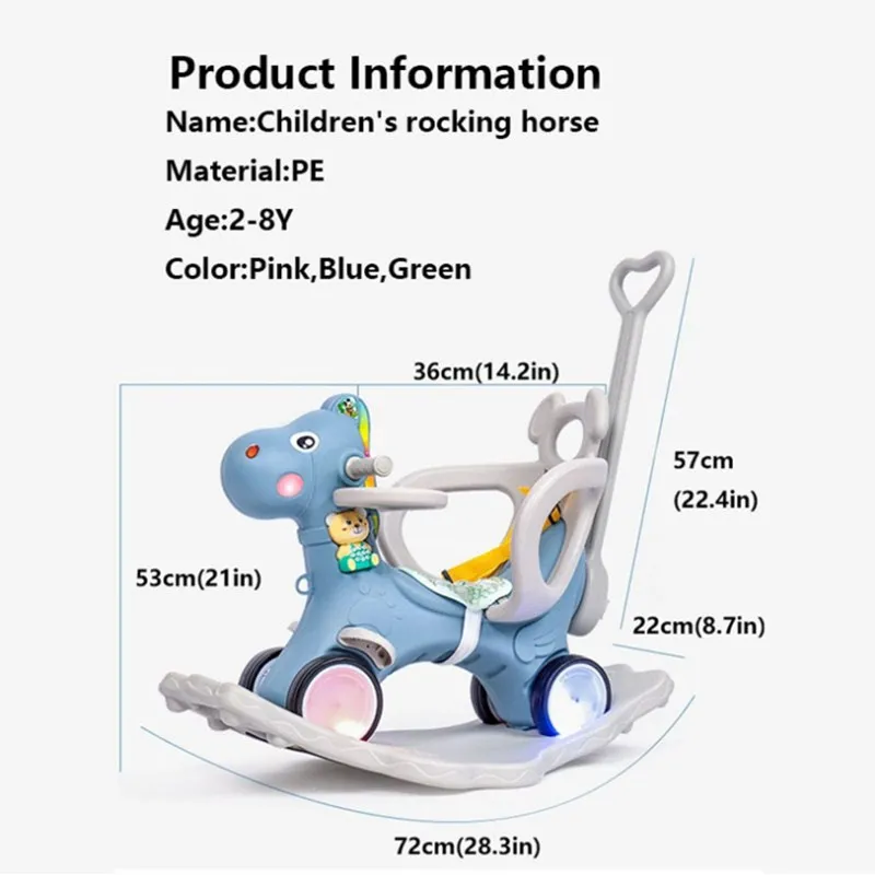 Дети Сияющие 2 в 1 животные качающиеся лошади Детские лошади Stroller1-6Y многофункциональные кресла-качалки Троянские игрушки для детского подарка