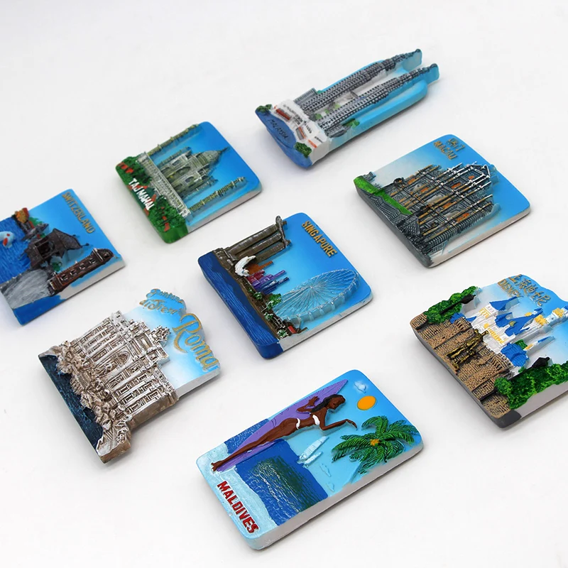 Macao malaysia maldives roma china Shanghai Disneyland Singapore switzerland Taj Mahal india 3d fridge magnets home decoration | Дом и сад
