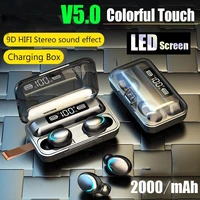 tws bluetooth earphones led display charging box wireless headphone 9d stereo sports waterproof earbuds headsets with microphone
