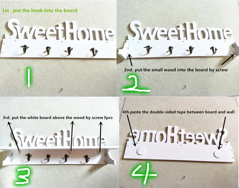 Modern Wall Shelf Wood Hanging Key Storage Holder SWEET HOME Letter Decorative Shelve Home Door Decoration White |