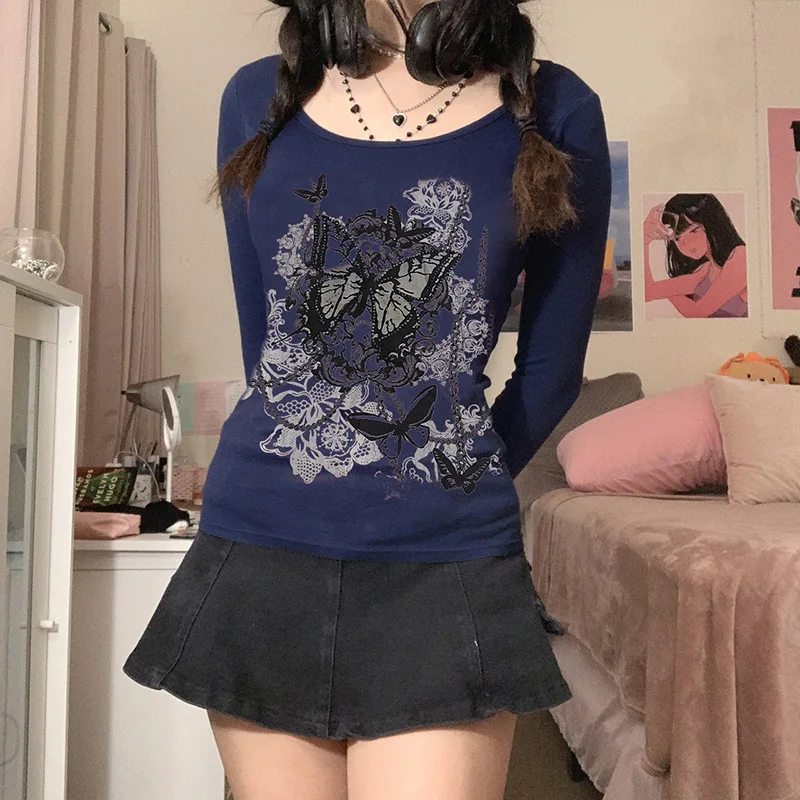 Женская футболка в стиле Харадзюку Винтажная Футболка с принтом ретро Y2k | одежда