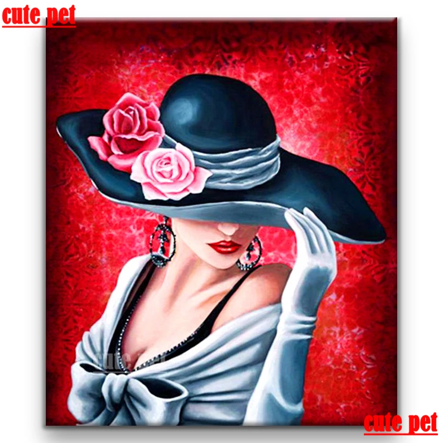 

cute pet New Full Square Diamond hat beauty DIY Diamond Painting Embroidery Cross Stitch Rhinestone Mosaic Painting Gift Decor