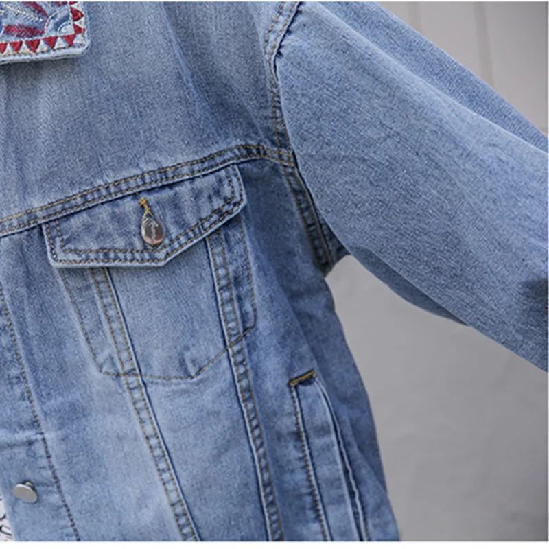 

Oversized loose streetwear denim coat women new cotton jean jacket spring autumn hip hop women's denim jacket embroidery outwear