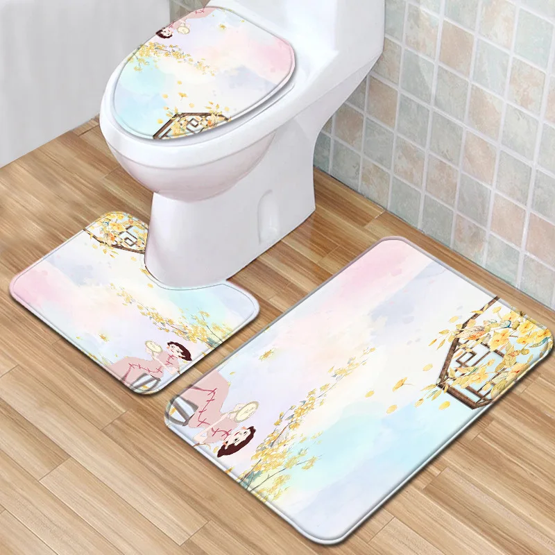 Комплект мягких ковриков Zeegle для ванной комнаты набор фланелевых 3 шт. унитаза