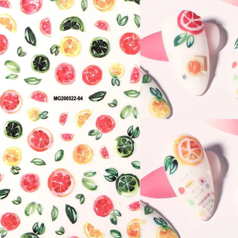 1 лист 3D наклейки для ногтей красный фруктовый SeriesTransfer прекрасные украшения