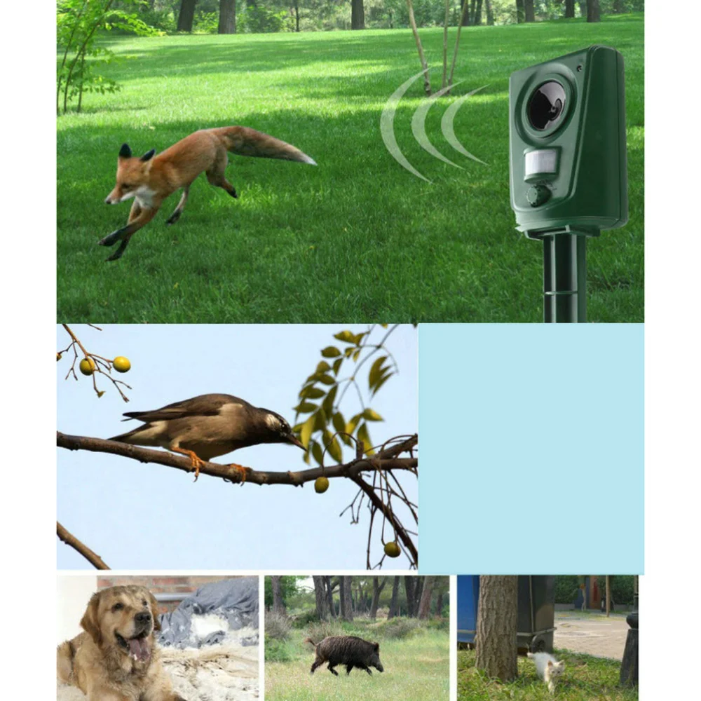 

2pcs Garden Ultrasonic Animal Deterrent Infrared Sensor Motion Sensor Dog Cat Raccoon Rabbit Animal Dispeller without Battery