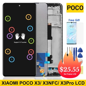 original poco x3 pro lcd for xiaomi poco x3 nfc lcd display touch screen digitizer assembly parts for xiaomi poco x3 m2007j20cg free global shipping