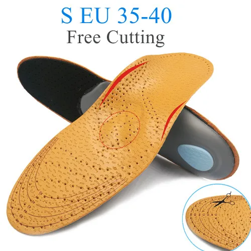 S EU 35-40 Ортопедическая стелька из кожи для плоскостопия, ортопедическая обувь, стельки для ног для мужчин, женщин и детей - Цвет: S EU 35-40