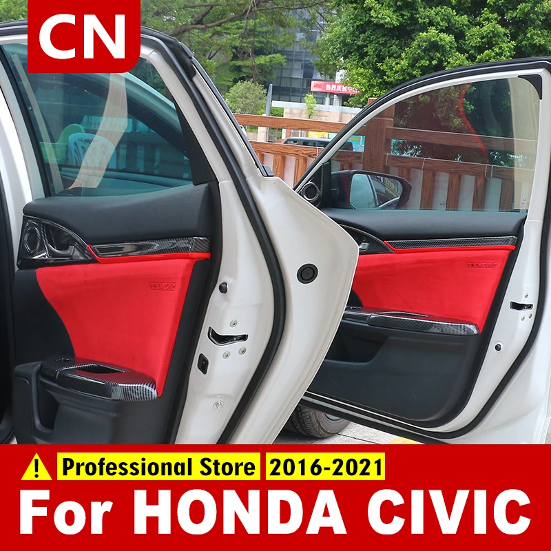 

Car Interior Door Armrest Panel Microfiber Leather Cover Protective Trim For Honda Civic 10th Gen 2016 2018 2019 2021 Accessorie